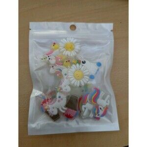 7 Piece Unicorn Glow In the Dark Shoe Charms - 3d Croc Shoe hole Charms - New